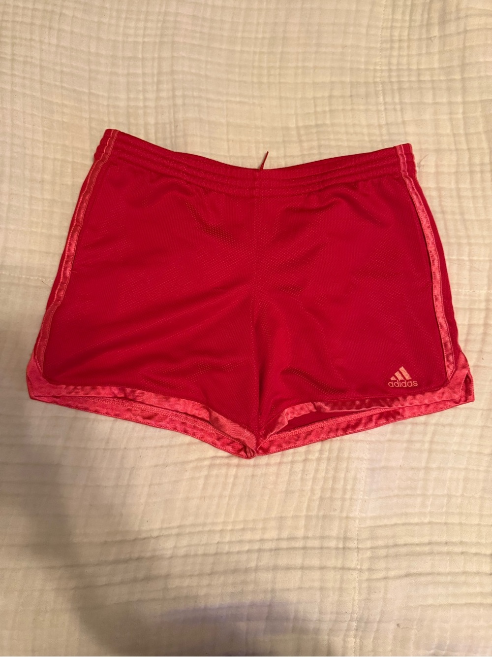 adidas Girls Red Mesh Athletic Shorts